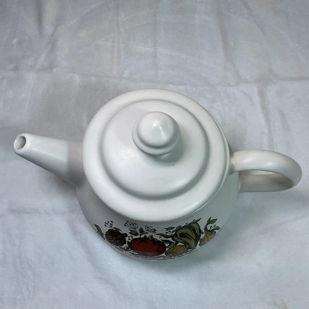 Vintage McCoy Pottery Spice Delight Teapot w/ Lid – Veggie & Mushroom Design